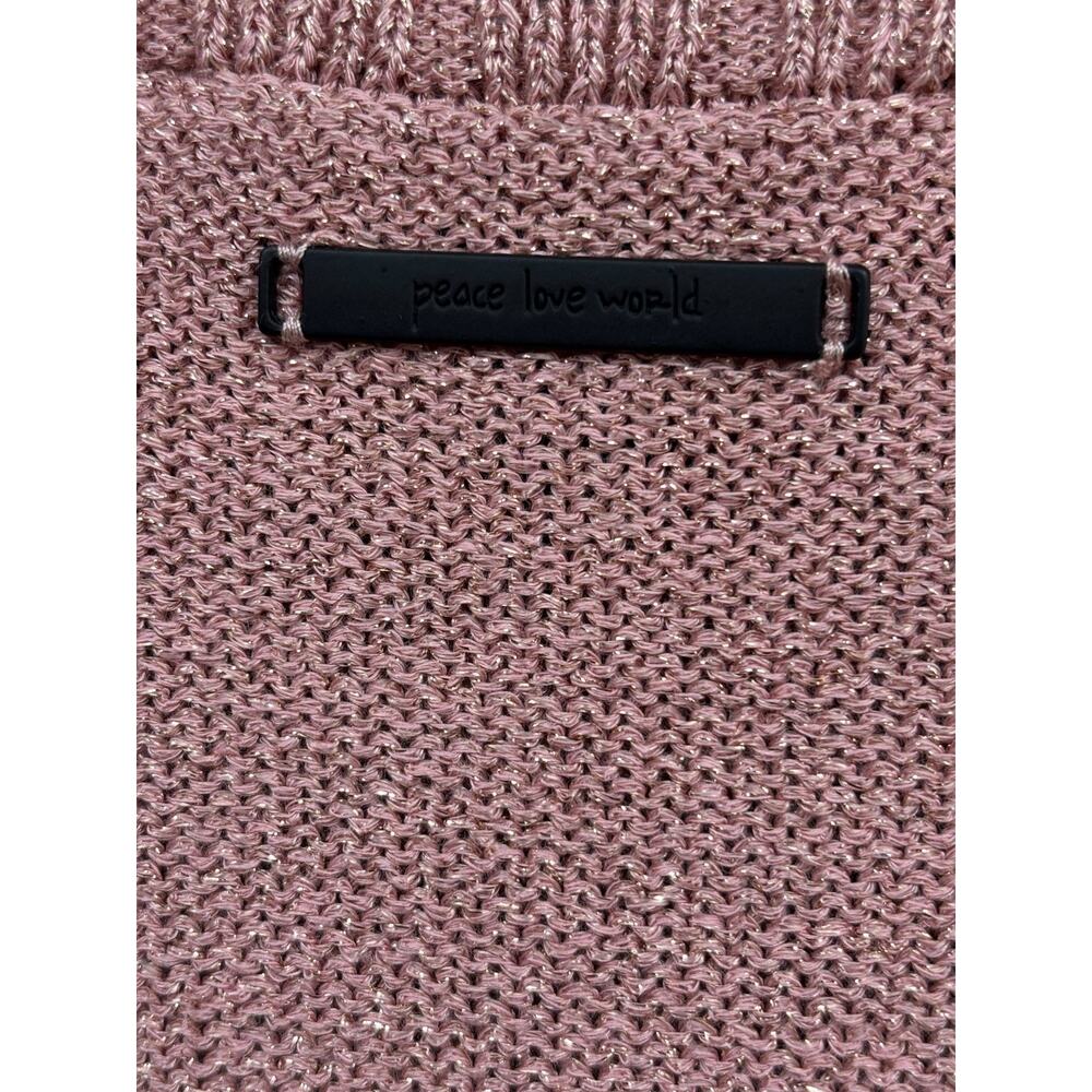 Peace Love World Sweater Women's Size 1X Dark Rose Pink Metallic Long Sleeve NEW - Picture 7 of 9